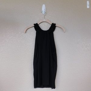 Saks Fifth Avenue Black Beaded Neck Sleeveless Top